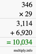 How to calculate 346 times 29 using long multiplication