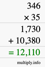 How to calculate 346 times 35 using long multiplication