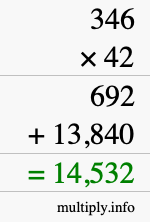 How to calculate 346 times 42 using long multiplication