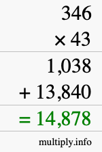 How to calculate 346 times 43 using long multiplication