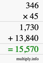 How to calculate 346 times 45 using long multiplication
