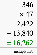 How to calculate 346 times 47 using long multiplication
