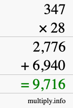 How to calculate 347 times 28 using long multiplication How to calculate 347 times 28 using long multiplication