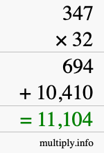 How to calculate 347 times 32 using long multiplication