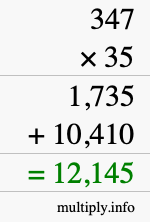 How to calculate 347 times 35 using long multiplication