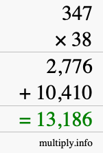How to calculate 347 times 38 using long multiplication