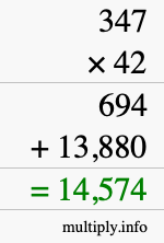 How to calculate 347 times 42 using long multiplication How to calculate 347 times 42 using long multiplication