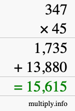 How to calculate 347 times 45 using long multiplication
