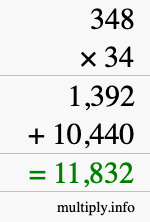 How to calculate 348 times 34 using long multiplication How to calculate 348 times 34 using long multiplication