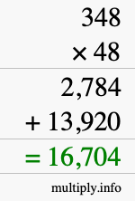 How to calculate 348 times 48 using long multiplication