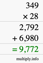 How to calculate 349 times 28 using long multiplication How to calculate 349 times 28 using long multiplication