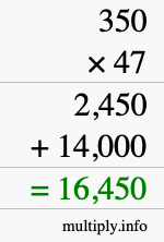 How to calculate 350 times 47 using long multiplication