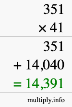 How to calculate 351 times 41 using long multiplication