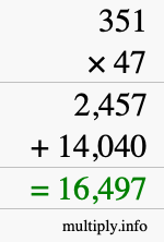 How to calculate 351 times 47 using long multiplication