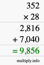 How to calculate 352 times 28 using long multiplication How to calculate 352 times 28 using long multiplication