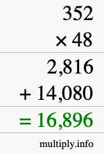 How to calculate 352 times 48 using long multiplication