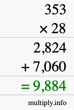 How to calculate 353 times 28 using long multiplication How to calculate 353 times 28 using long multiplication