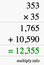 How to calculate 353 times 35 using long multiplication How to calculate 353 times 35 using long multiplication