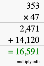 How to calculate 353 times 47 using long multiplication