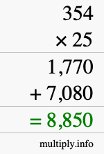 How to calculate 354 times 25 using long multiplication How to calculate 354 times 25 using long multiplication