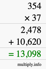 How to calculate 354 times 37 using long multiplication