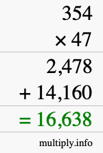 How to calculate 354 times 47 using long multiplication