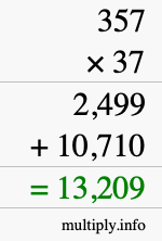 How to calculate 357 times 37 using long multiplication