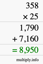 How to calculate 358 times 25 using long multiplication How to calculate 358 times 25 using long multiplication