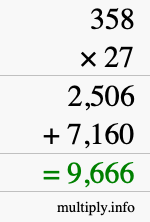How to calculate 358 times 27 using long multiplication How to calculate 358 times 27 using long multiplication