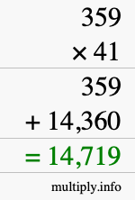 How to calculate 359 times 41 using long multiplication