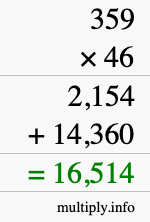 How to calculate 359 times 46 using long multiplication