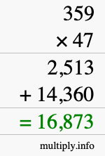How to calculate 359 times 47 using long multiplication