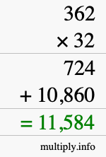 How to calculate 362 times 32 using long multiplication How to calculate 362 times 32 using long multiplication