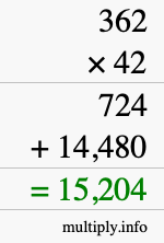 How to calculate 362 times 42 using long multiplication How to calculate 362 times 42 using long multiplication