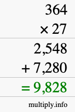 How to calculate 364 times 27 using long multiplication How to calculate 364 times 27 using long multiplication