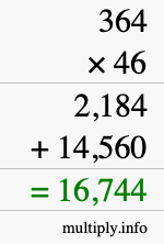 How to calculate 364 times 46 using long multiplication