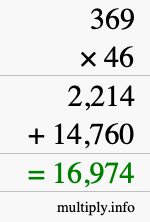 How to calculate 369 times 46 using long multiplication