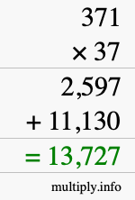 How to calculate 371 times 37 using long multiplication