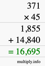 How to calculate 371 times 45 using long multiplication How to calculate 371 times 45 using long multiplication