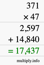 How to calculate 371 times 47 using long multiplication
