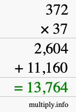 How to calculate 372 times 37 using long multiplication