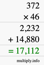 How to calculate 372 times 46 using long multiplication