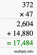 How to calculate 372 times 47 using long multiplication