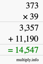 How to calculate 373 times 39 using long multiplication