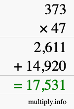 How to calculate 373 times 47 using long multiplication