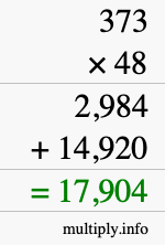 How to calculate 373 times 48 using long multiplication