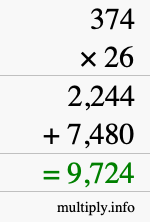 How to calculate 374 times 26 using long multiplication How to calculate 374 times 26 using long multiplication