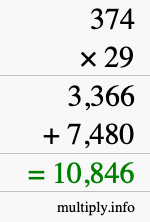 How to calculate 374 times 29 using long multiplication How to calculate 374 times 29 using long multiplication