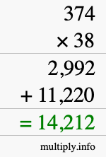 How to calculate 374 times 38 using long multiplication How to calculate 374 times 38 using long multiplication