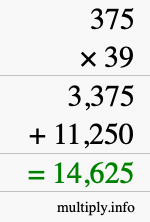 How to calculate 375 times 39 using long multiplication
